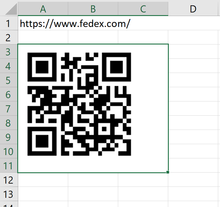 Screenshot of a spreadsheet in Excel with a QR code widget showing its placeholder