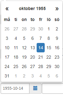 Screenshot of a calendar when the developer has Swedish regional settings
