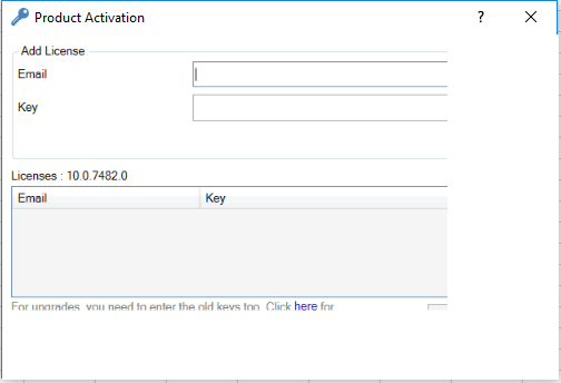 Screenshot of the licensing dialog with known display problems