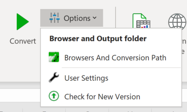 Screenshot of the Options menu in the Prepare section of the WrapCreator ribbon