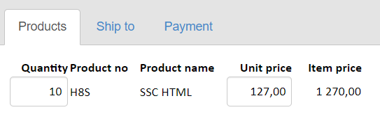 Screenshot of a multi-section form with a tabbed layout