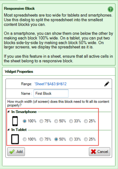 Screenshot of the width settings for a responsive block