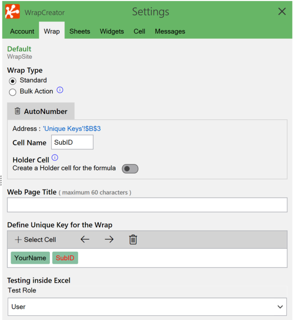 Screenshot of the Wrap tab in WrapCreator