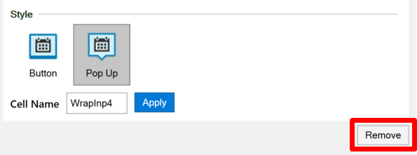Screenshot of the Remove button for a widget