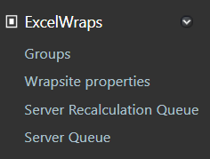 Screenshot of the ExcelWraps group in the ExcelWraps administrative dashboard