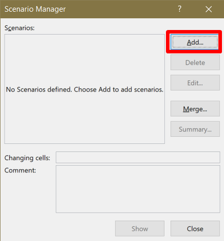 Screenshot of the Add Scenario button in the Scenario Manager window