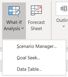 Screenshot of the Data > Forecast section of the Excel ribbon