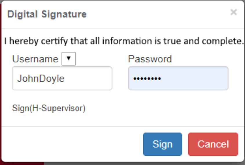 Screenshot of the dialog box that is used when a wrap is signed off