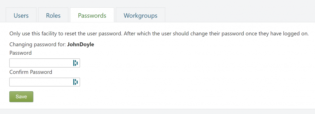 Screenshot of the Change Password window