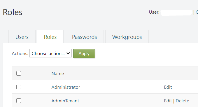 Screenshot of the Roles tab on the Users page for a wrapsite