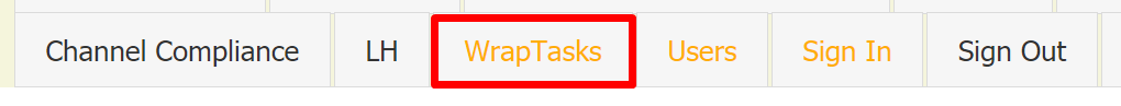 Screenshot of the WrapTasks button on a Wrapsite start page