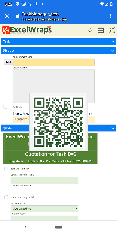 Screenshot of a QR code for a wrap