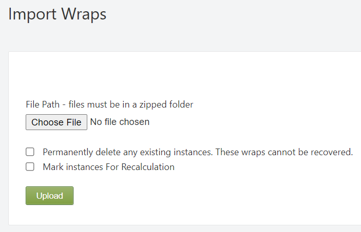 Screenshot of the Import Wrap Definition window