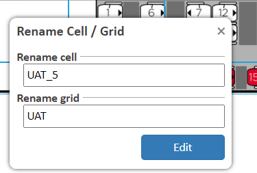 Screenshot of the Rename Cell/Grid window in the ImageGrid widget